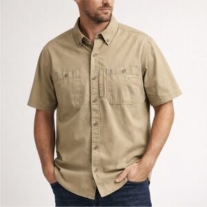 Carhartt Men's Casual Khaki Button Down Work Shirt